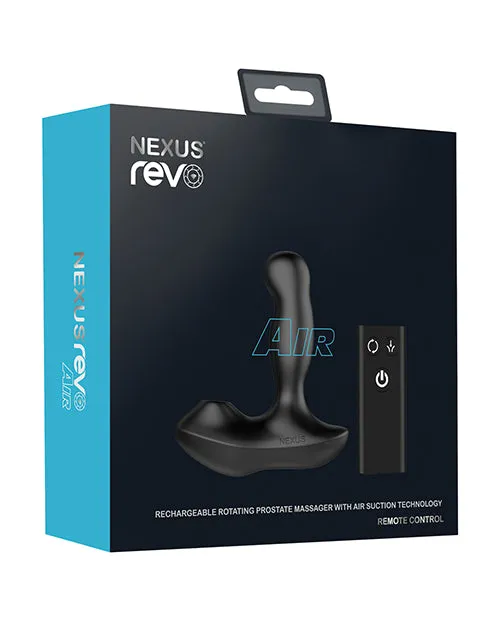 Nexus Anal Nexus Revo Air Rechargeable Silicone Suction and Rotating Prostate Massager with Remote Control Black