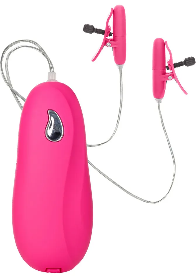 Nipple Play Couples Nipple Play Vibrating Warming Nipple Teasers with Wired Remote Control Pink