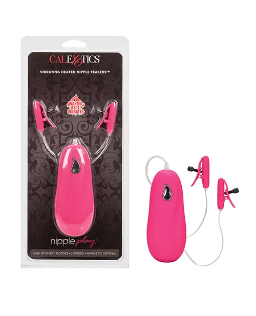 Nipple Play Couples Nipple Play Vibrating Warming Nipple Teasers with Wired Remote Control Pink