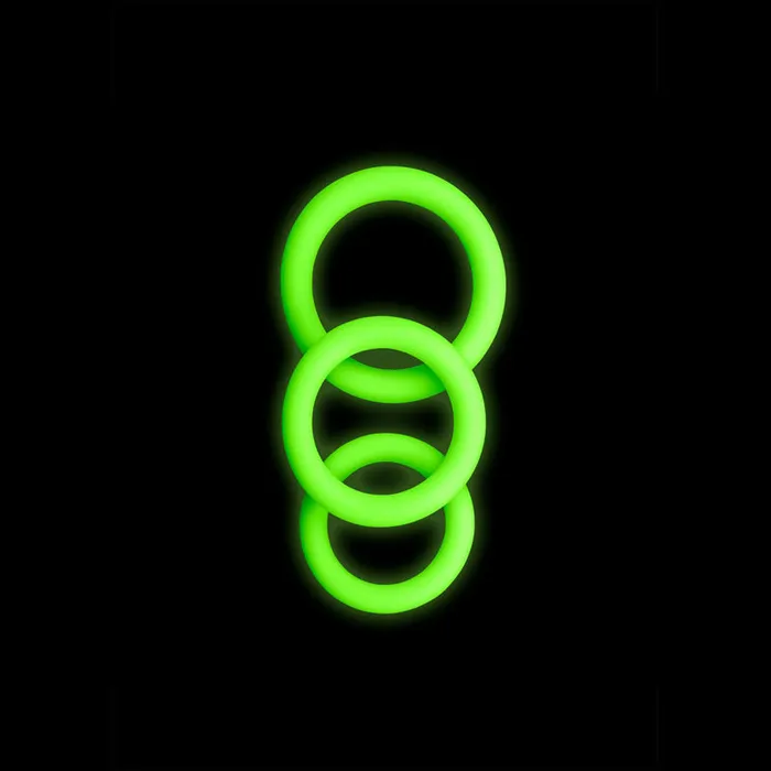 OUCH Glow In The Dark Cock Ring Set Shots Toys Male Sex Toys