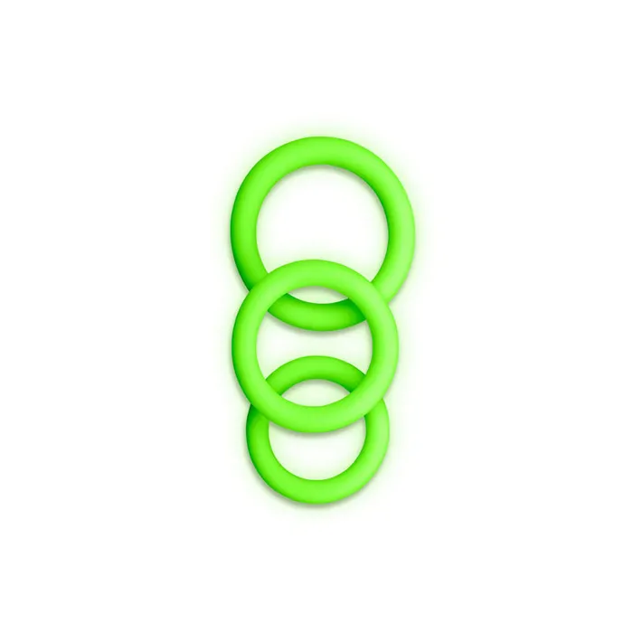 OUCH Glow In The Dark Cock Ring Set Shots Toys Male Sex Toys