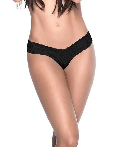 Patterned Lace Thong Black LG Mapale Anal Patterned Lace Thong Black LG Mapale Anal