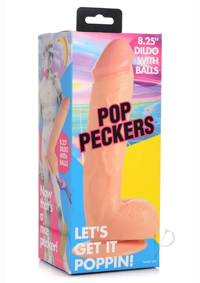 Pop Peckers Pop Peckers Dildo With Balls 825in Vanilla Female Sex Toys