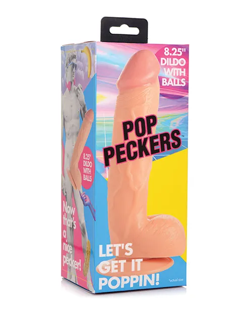 Pop Peckers Pop Peckers Dildo With Balls 825in Vanilla Female Sex Toys