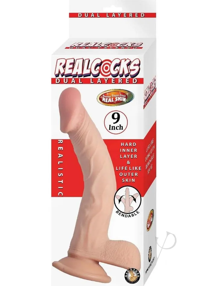 Realcocks Dildos Realcocks Dual Layered Bendable Dildo 9in Vanilla
