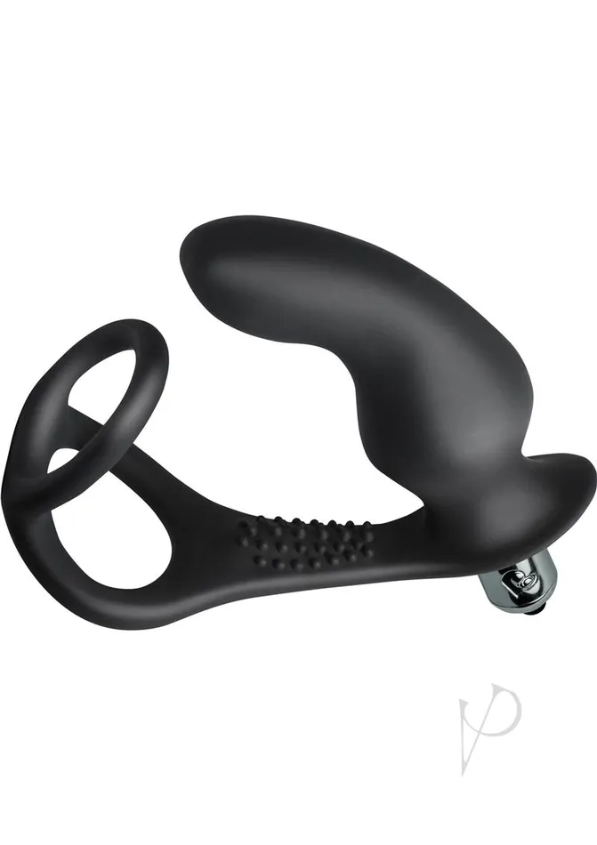 Rocks Off Male Sex Toys RoZen Pro Rechargeable Silicone Cock Ring with Vibrating Butt Plug Black