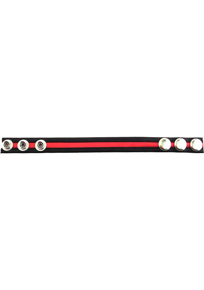 Rouge Restraints Rouge Leather Adjustable Cock Strap Black and Red