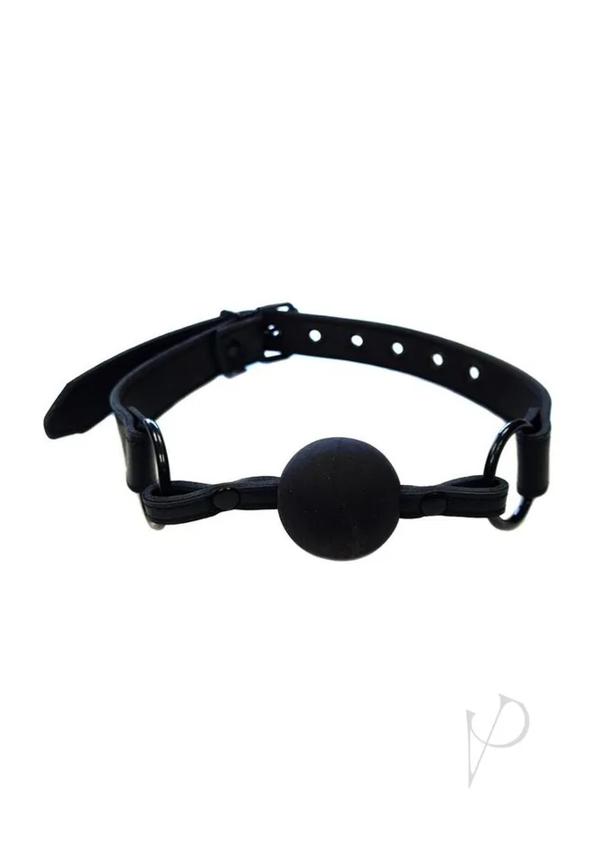 Rouge Restraints Rouge Leather Ball Gag Black