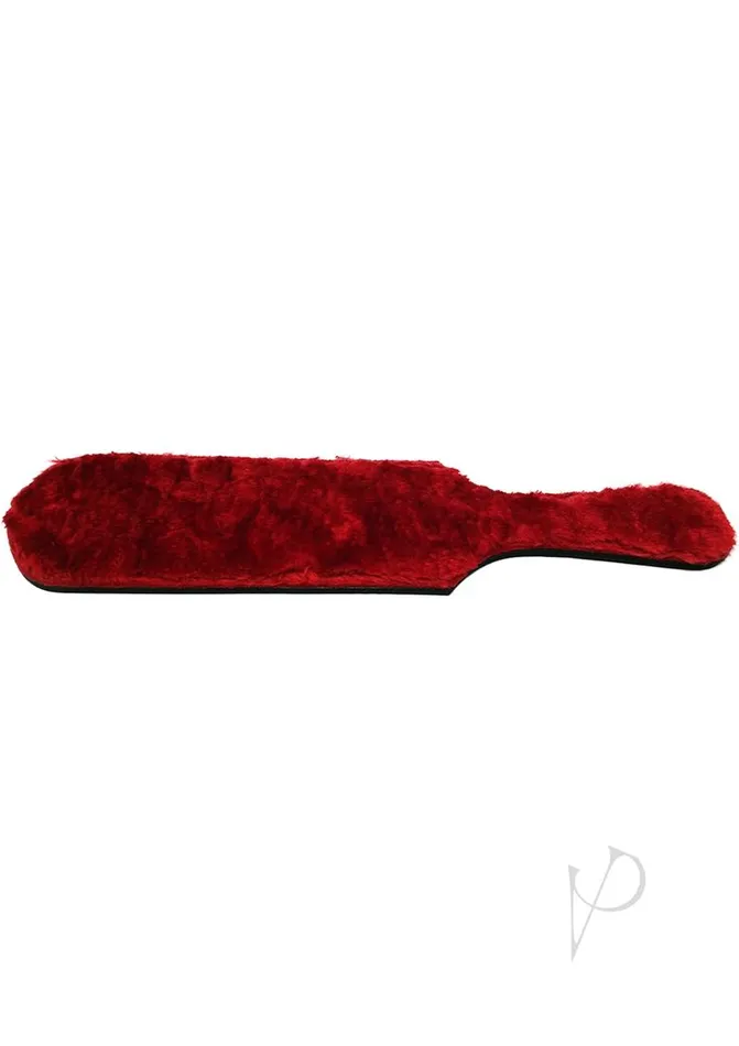 Rouge Restraints Rouge Leather Paddle with Faux Fur Black and Red