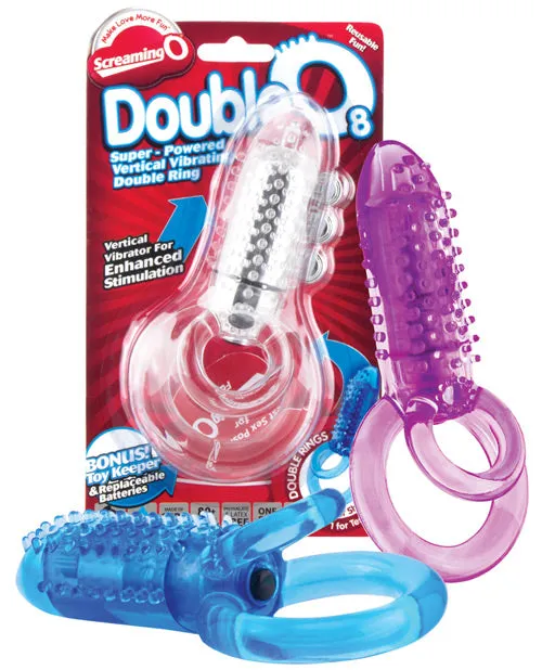 Screaming O DoubleO 8 Vibrating Double Cock Ring Asst Colors Screaming O Male Sex Toys Screaming O DoubleO 8 Vibrating Double Cock Ring Asst Colors Screaming O Male Sex Toys