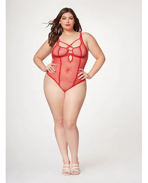 Seven Til Midnight Vibrators Fishnet Strappy High Cut Leg Teddy Red 3X4X Seven Til Midnight Vibrators Fishnet Strappy High Cut Leg Teddy Red 3X4X