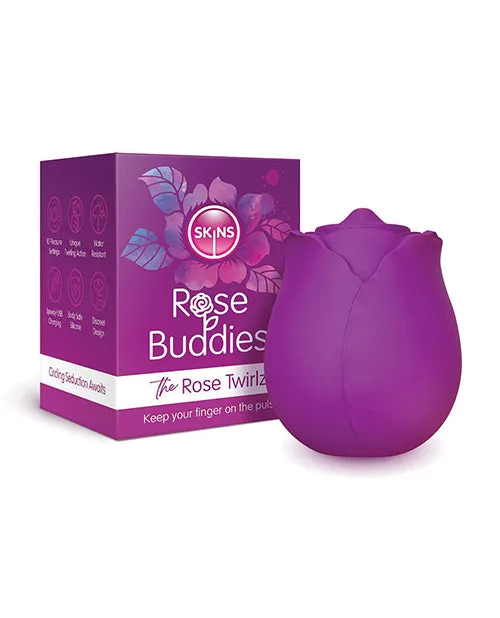 Skins Rose Buddies Rose Twirlz Rechargeable Silicone Clitoral Vibrator Purple Skins Vibrators