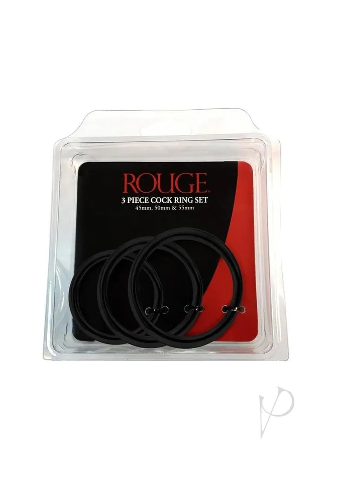 Stainless Steel 3 Piece Cock Ring Set 455055mm Black Rouge Male Sex Toys
