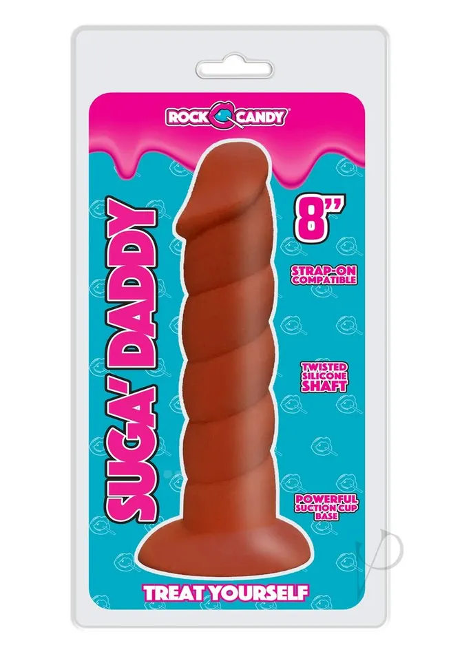 Suga Daddy Silicone Dildo 8in Chocolate Rock Candy Toys Dildos
