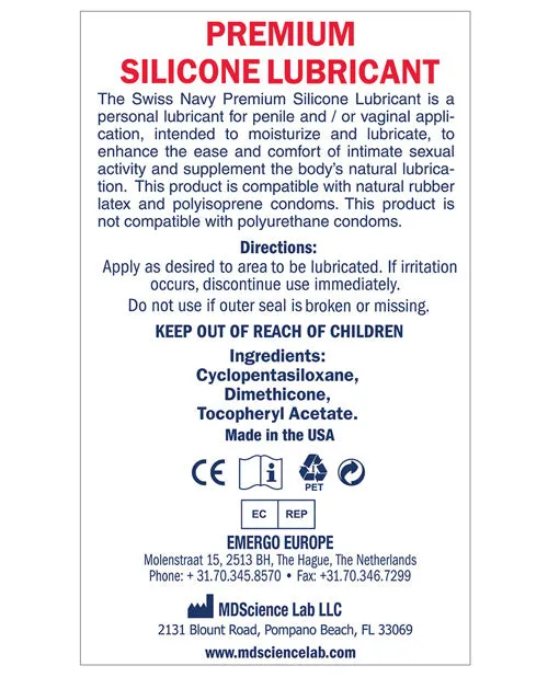 Swiss Navy Lubricants Swiss Navy Silicone Lubricant 8oz237ml Swiss Navy Lubricants Swiss Navy Silicone Lubricant 8oz237ml
