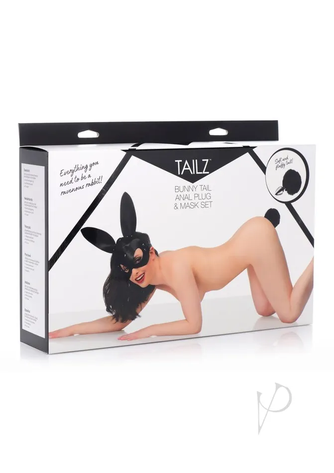 Tailz Anal Tailz Bunny Tail Anal Plug and Mask Set Black