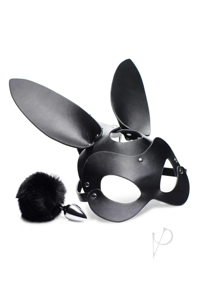 Tailz Anal Tailz Bunny Tail Anal Plug and Mask Set Black
