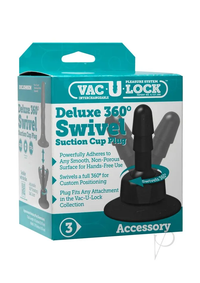Vac U Lock Deluxe 360 Swivel Suction Cup Plug Black Vac U Lock Anal