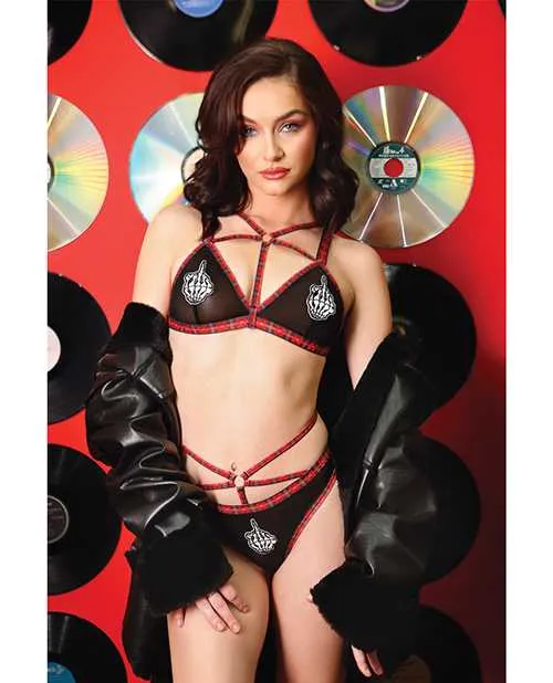 Vibes By Fantasy Lingerie Vibrators Vibes Creepin it Real Caged Bralette Thong Panty Black SM Vibes By Fantasy Lingerie Vibrators Vibes Creepin it Real Caged Bralette Thong Panty Black SM