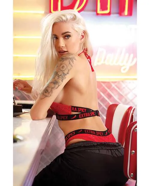 Vibes Extra Spicy Halter Bralette Cheeky Panty Chili Red SM Vibes By Fantasy Lingerie Vibrators Vibes Extra Spicy Halter Bralette Cheeky Panty Chili Red SM Vibes By Fantasy Lingerie Vibrators
