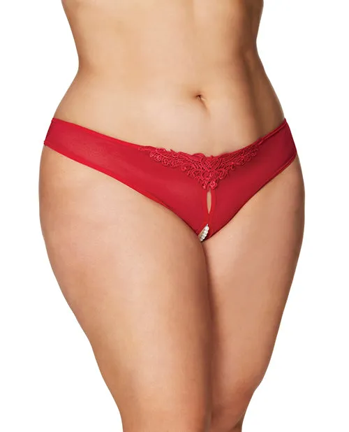 Vibrators Rsvp By Oh La La Cheri Crotchless Thong wPearls Red 1X2X