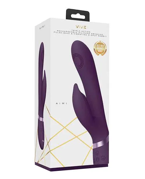 Vibrators Vive By Shots Vive Aimi Rechargeable Silicone Pulse Wave and Vibrating GSpot Rabbit Purple Vibrators Vive By Shots Vive Aimi Rechargeable Silicone Pulse Wave and Vibrating GSpot Rabbit Purple