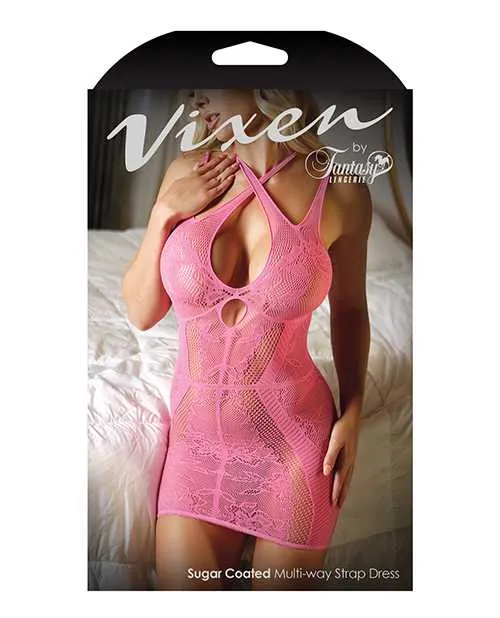 Vixen By Fantasy Lingerie Vibrators Vixen Multiway Strap Net Lace Dress Pink LXL Vixen By Fantasy Lingerie Vibrators Vixen Multiway Strap Net Lace Dress Pink LXL
