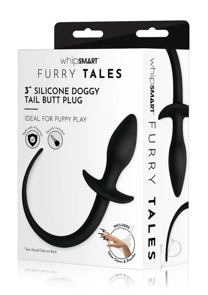 Whipsmart Play Tails Silicone Doggy Tail 3in Black Whipsmart Anal