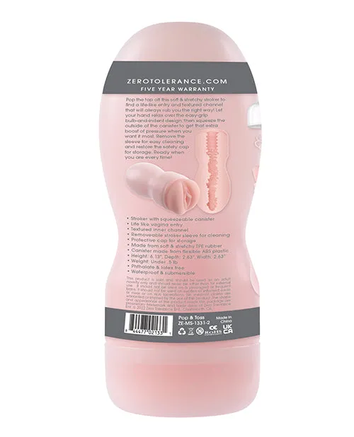 Zero Tolerance Pop and Toss Realistic Pussy Stroker Vanilla Zero Tolerance Male Sex Toys