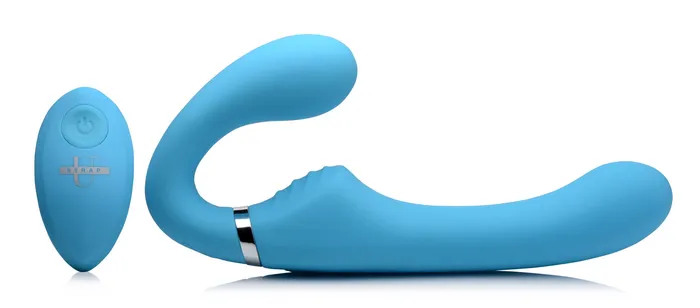 10x Mighty Rider Vibrating Strapless Strapon Blue XR Brands Strap U Female Sex Toys 10x Mighty Rider Vibrating Strapless Strapon Blue XR Brands Strap U Female Sex Toys