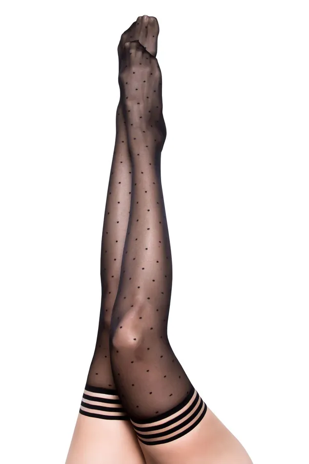 Ally Polka Dot Thigh High Size C Black Kixies Anal