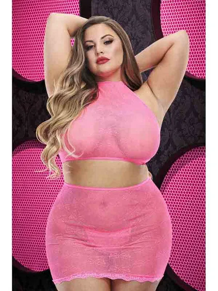 Anal Lapdance Lingerie Jacquard Crop Top and Skirt Set LC70HPX