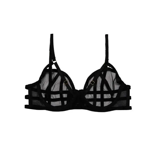 Anal Playful Promises Hustler Arielle Black Mesh Bra with Open Strap Back