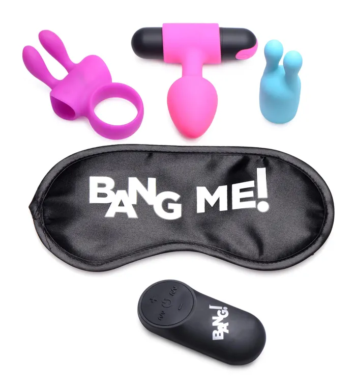 Birthday Sex Kit CRing Plug CStim Bullet and Blindfold XR Brands Bang Male Sex Toys Birthday Sex Kit CRing Plug CStim Bullet and Blindfold XR Brands Bang Male Sex Toys