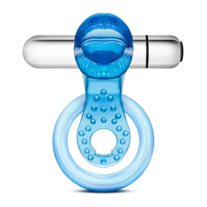 Blush Novelties Vibrators Stay Hard 10 Function Vibrating Tongue Ring Blue