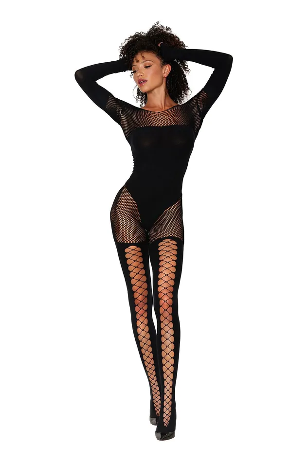 Bodystockings Playsuits Bodystocking One Size Black Dreamgirl
