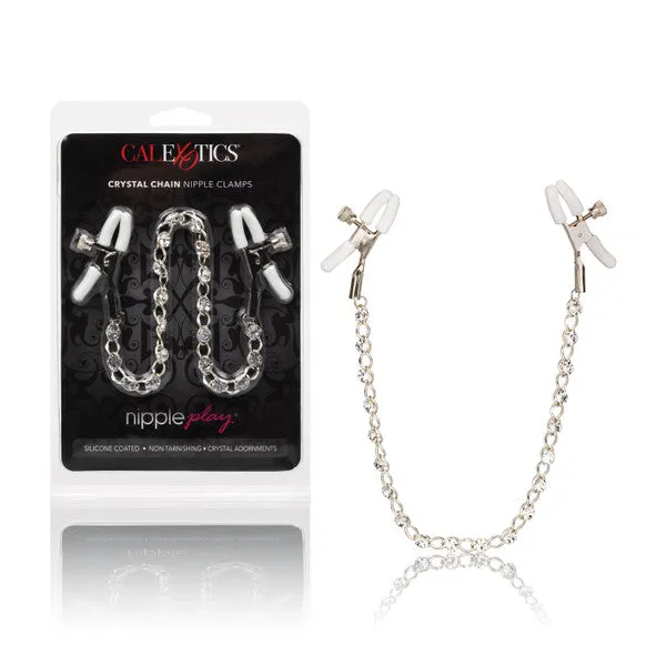 CalExotics Couples Nipple Play Crystal Chain Nipple Clamps Clamshell
