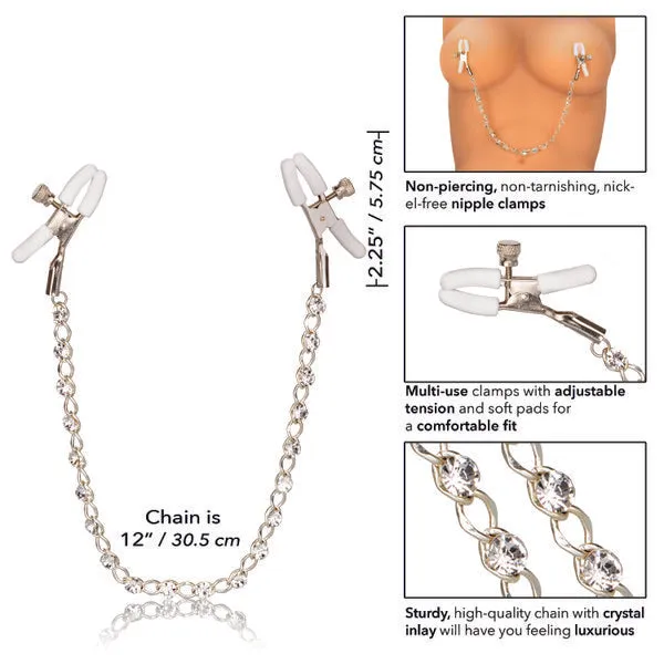 CalExotics Couples Nipple Play Crystal Chain Nipple Clamps Clamshell CalExotics Couples Nipple Play Crystal Chain Nipple Clamps Clamshell