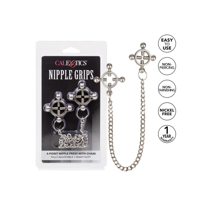 California Exotic Nipple Clitoral Toys Nipple Grips 4 Point Nipple Press With Chain California Exotic Nipple Clitoral Toys Nipple Grips 4 Point Nipple Press With Chain