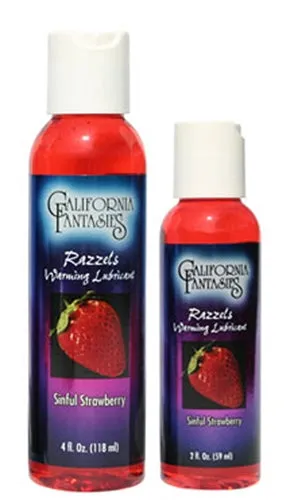 California Fantasies Lubricants Razzels Warming Lubricant Sinful Strawberry 25 Oz Bottle