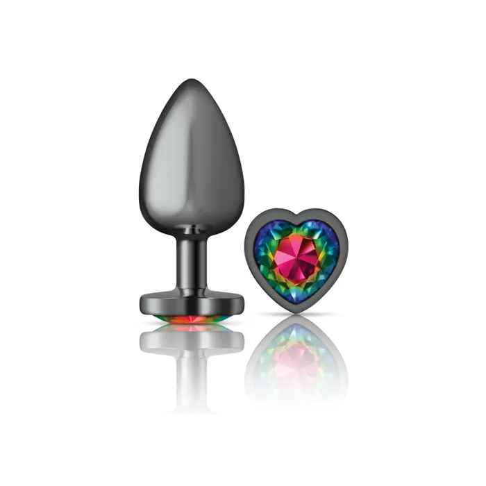 Cheeky CharmsGunmetal Metal Butt Plug HeartRainbowLarge Viben Anal
