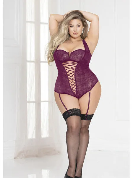 Couples Seven Til Midnight Temptress Lace Teddy 11112 Mulberry 3X4X H