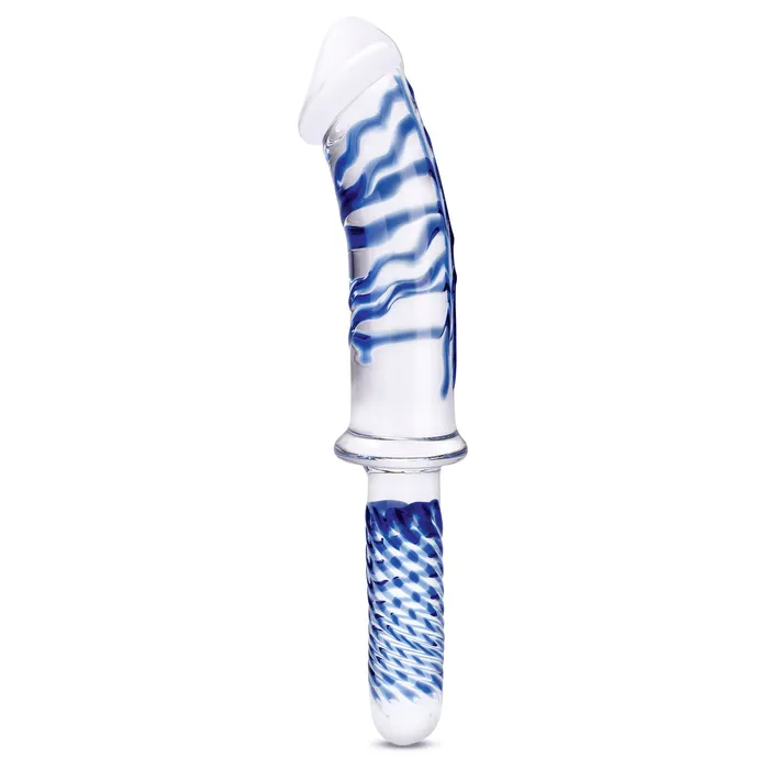 Dildos 11 Inch Realistic Double Ended Glass Dildo With Handle Blueclear Glas
