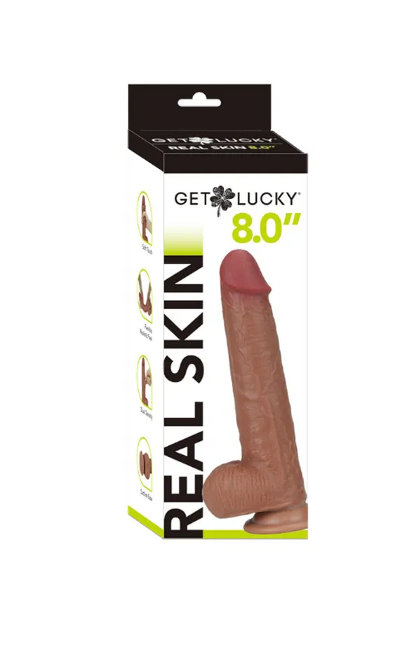 Dildos Voodoo Toys Get Lucky 8 Inch Real Skin Dildo Light Brown