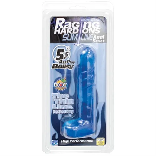 Doc Johnson Anal Raging Hard Ons Slimline Anal Series 55 Inch Ass Play Ballsy Blue