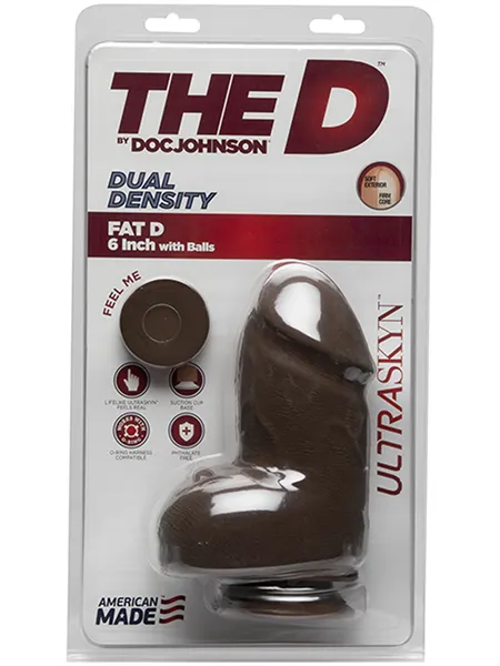 Doc Johnson Dildos The D Fat D 6 Inch with Balls ULTRASKYN Chocolate