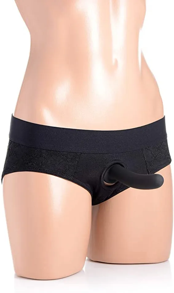 Lace Envy Crotchless Panty Harness 2xl Black XR Brands Strap U Female Sex Toys Lace Envy Crotchless Panty Harness 2xl Black XR Brands Strap U Female Sex Toys