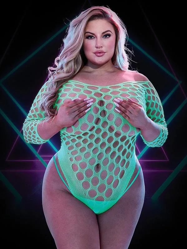 Lapdance Lingerie Lapdance Glow In The Dark Large Fishnet Teddy Q Dildos