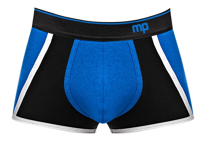 Male Power Anal Retro Sport Panel Short Medium Blue Black