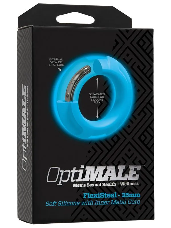 Male Sex Toys Doc Johnson OptiMALE FlexiSteel Silicone Metal Core Cock Ring 35mm Blue Male Sex Toys Doc Johnson OptiMALE FlexiSteel Silicone Metal Core Cock Ring 35mm Blue